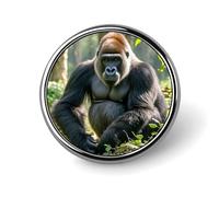 Badge rond en métal « Gorilla on the Ground » - Pour vêtements, sacs, chapeaux - Décoration de fête - Accessoires pour homme et femme