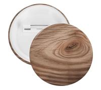 Badge rond en métal grain de bois, broche légère pour sac à dos, épingles à boutons tendance pour chemises, vestes, châle, manteau, unisexe, 5PCS, Fer blanc, épingles rondes en métal