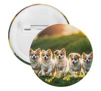 Badge rond en métal Happy Little Dog - Broche légère pour sac à dos - Épingles tendance pour chemises, vestes, châles, manteaux - Unisexe, 5PCS, Fer blanc, épingles rondes en métal