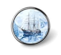 Badge rond en métal imprimé aquarelle, vieux navires et glaciers, badge personnalisé, 2,5 cm
