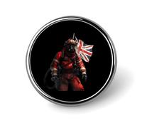 Badge rond en métal imprimé avec le drapeau anglais du pompier, broches décoratives mignonnes pour sac à dos et vêtements