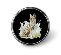 Badge rond en métal imprimé motif loup chacal à dos noir, badge rond personnalisé, 2,5 cm