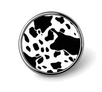 Badge rond en métal imprimé vache noire et blanche - Pour vêtements, sacs, chapeaux, décorations de fête - Accessoires pour homme et femme