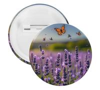 Badge rond en métal lavande et papillons, broche légère pour sac à dos, épingles à boutons tendance pour chemises, vestes, châle, manteau, unisexe, 20PCS, Fer blanc, épingles rondes en métal