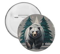 Badge rond en métal léger pour sac à dos avec silhouette d'ours gris, pour chemises, vestes, châle, manteau unisexe, 12pcs, Fer blanc, épingles rondes en métal
