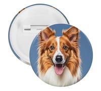 Badge rond en métal mignon Collie - Broche légère pour sac à dos - Épingles tendance pour chemises, vestes, châles, manteaux - Unisexe, 12PCS, Fer blanc, épingles rondes en métal