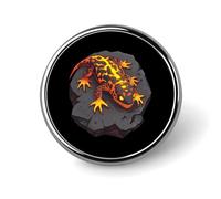 Badge rond en métal motif lézard de lave, badge bouton imprimé, badges circulaires personnalisés 1"