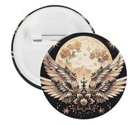 Badge rond en métal motif lune et fleurs, broche légère pour sac à dos, épingles à boutons tendance pour chemises, vestes, châle, manteau, unisexe, 5PCS, Fer blanc, épingles rondes en métal