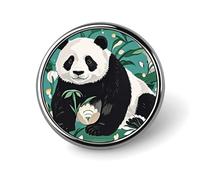 Badge rond en métal noir et blanc avec motif panda - Pour vêtements, sacs, chapeaux, décorations de fête - Accessoires pour homme et femme