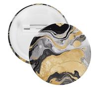 Badge rond en métal noir et doré avec encre marbrée - Broche légère pour sac à dos - Épingles tendance pour chemises, vestes, châles, manteaux - Unisexe, 12PCS, Fer blanc, épingles rondes en métal