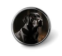 Badge rond en métal noir labrador - 2,5 cm