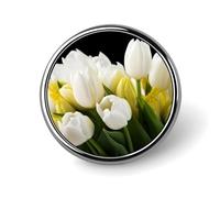 Badge rond en métal personnalisé avec différentes fleurs - Pour vêtements, sacs, chapeaux, décorations de fête - Accessoires pour homme et femme