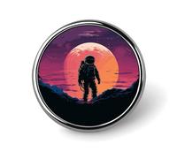 Badge rond en métal personnalisé avec motif astronaute cool pour vêtements, sacs, chapeau, broche imprimée humoristique, décoration de fête, accessoires pour homme et femme