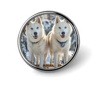 Badge rond en métal personnalisé avec motif chiens Husky pour vêtements, sacs, chapeaux, décorations de fête, accessoires pour homme et femme
