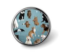 Badge rond en métal personnalisé avec motif de chats et de chiens pluvieux, pour vêtements, sacs, chapeaux, broche imprimée humoristique, décoration de fête, accessoires pour homme et femme