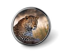 Badge rond en métal personnalisé avec motif léopard africain - Pour vêtements, sacs, chapeau - Décoration de fête - Accessoires pour homme et femme