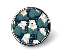 Badge rond en métal personnalisé avec motif ours polaire pour vêtements, sacs, chapeaux, broches imprimées humoristiques, décorations de fête, accessoires pour homme et femme