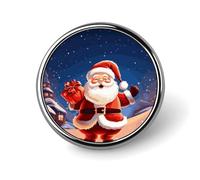 Badge rond en métal personnalisé avec motif Père Noël - Pour vêtements, sacs, chapeau - Décoration de fête - Accessoires pour homme et femme