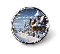 Badge rond en métal personnalisé avec scène heureuse de Noël pour vêtements, sacs, chapeau, broche imprimée humoristique, décoration de fête, accessoires pour homme et femme