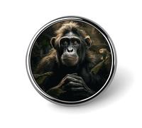 Badge rond en métal personnalisé avec singe dans la jungle pour vêtements, sacs, chapeau, décoration de fête, accessoires pour homme et femme