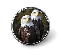 Badge rond en métal personnalisé avec tête d'aigle blanche - Pour vêtements, sacs, chapeaux, chapeaux, décorations de fête, accessoires pour homme et femme
