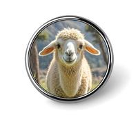 Badge rond en métal personnalisé en forme d'agneau pour vêtements, sacs, chapeau, broche imprimée humoristique, décoration de fête, accessoires pour homme et femme