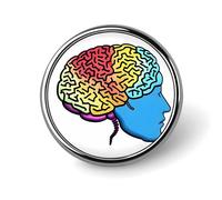 Badge rond en métal personnalisé en forme de cerveau gauche et droit pour vêtements, sacs, chapeaux, broches imprimées humoristiques, décorations de fête, accessoires pour homme et femme