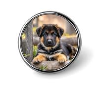 Badge rond en métal personnalisé en forme de chiot berger allemand pour vêtements, sacs, chapeaux, broche imprimée humoristique, décoration de fête, accessoires pour homme et femme