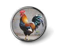 Badge rond en métal personnalisé en forme de coq pour vêtements, sacs, chapeaux, broches imprimées humoristiques, décorations de fête, accessoires pour homme et femme
