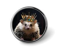Badge rond en métal personnalisé en forme de couronne avec hérisson, pour vêtements, sacs, chapeau, broche imprimée humoristique, décoration de fête, accessoires pour homme et femme