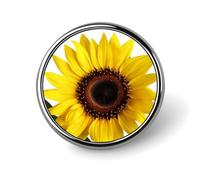 Badge rond en métal personnalisé en forme de fleur de tournesol pour vêtements, sacs, chapeau, broche imprimée humoristique, décoration de fête, accessoires pour homme et femme