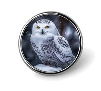 Badge rond en métal personnalisé en forme de hibou arctique pour vêtements, sacs, chapeaux, broche imprimée humoristique, décoration de fête, accessoires pour homme et femme