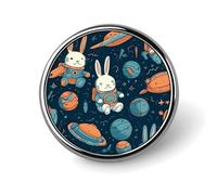 Badge rond en métal personnalisé en forme de lapin et espace pour vêtements, sacs, chapeaux, décorations de fête, accessoires pour homme et femme
