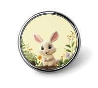 Badge rond en métal personnalisé en forme de lapin mignon pour vêtements, sacs, chapeau, broche imprimée humoristique, décoration de fête, accessoires pour homme et femme