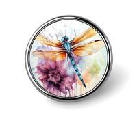 Badge rond en métal personnalisé en forme de libellule pour vêtements, sacs, chapeaux, broches imprimées humoristiques, décorations de fête, accessoires pour homme et femme