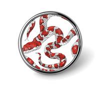 Badge rond en métal personnalisé en forme de serpent rouge et blanc pour vêtements, sacs, chapeau, broche imprimée humoristique, décoration de fête, accessoires pour homme et femme