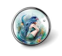 Badge rond en métal personnalisé en forme de sirène pour vêtements, sacs, chapeaux, broche imprimée humoristique, décoration de fête, accessoires pour homme et femme