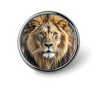 Badge rond en métal personnalisé en forme de tête de lion africaine pour vêtements, sacs, chapeaux, décorations de fête, accessoires pour homme et femme
