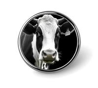 Badge rond en métal personnalisé en forme de tête de vache pour vêtements, sacs, chapeau, broche humoristique imprimée, décoration de fête, accessoires pour homme et femme