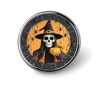 Badge rond en métal personnalisé en forme de toile d'araignée squelette pour vêtements, sacs, chapeau, broche imprimée humoristique, décoration de fête, accessoires pour homme et femme