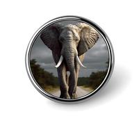 Badge rond en métal personnalisé en forme d'éléphant 3D pour vêtements, sacs, chapeau, décoration de fête, accessoires pour homme et femme