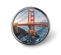 Badge rond en métal personnalisé Golden Gate Bridge pour vêtements, sacs, chapeaux, broches imprimées humoristiques, décorations de fête, accessoires pour hommes et femmes