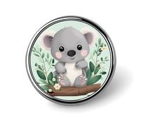 Badge rond en métal personnalisé Koala pour vêtements, sacs, chapeau, broche imprimée humoristique, décoration de fête, accessoires pour homme et femme