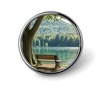 Badge rond en métal personnalisé Lake Bench pour vêtements, sacs, chapeau, broche imprimée humoristique, décoration de fête, accessoires pour homme et femme