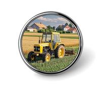 Badge rond en métal personnalisé motif tracteur ferme pour vêtements, sacs, chapeaux, broche imprimée humoristique, décoration de fête, accessoires pour homme et femme