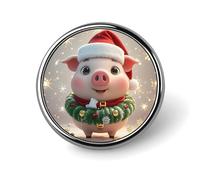 Badge rond en métal personnalisé pour chapeau de Noël - Pour vêtements, sacs, chapeaux - Décoration de fête - Accessoires pour homme et femme