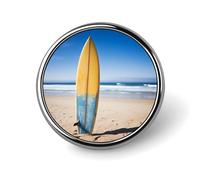 Badge rond en métal personnalisé pour planche de surf de plage, convient aux vêtements, sacs, chapeau, broche imprimée humoristique, décoration de fête, accessoires pour homme et femme