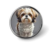 Badge rond en métal personnalisé Shih Tzu pour vêtements, sacs, chapeaux, broches imprimées humoristiques, accessoires de fête pour homme et femme