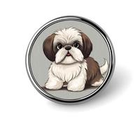 Badge rond en métal personnalisé Shih Tzu pour vêtements, sacs, chapeaux, broches imprimées humoristiques, accessoires de fête pour homme et femme