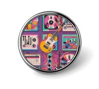 Badge rond en métal personnalisé sur le thème de la musique - Pour vêtements, sacs, chapeaux - Décoration de fête - Accessoires pour homme et femme